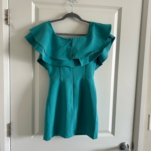 Anthropologie Endless Rose Ruffle Off The Shoulder Mini Dress Size xs Te… - Picture 10 of 11